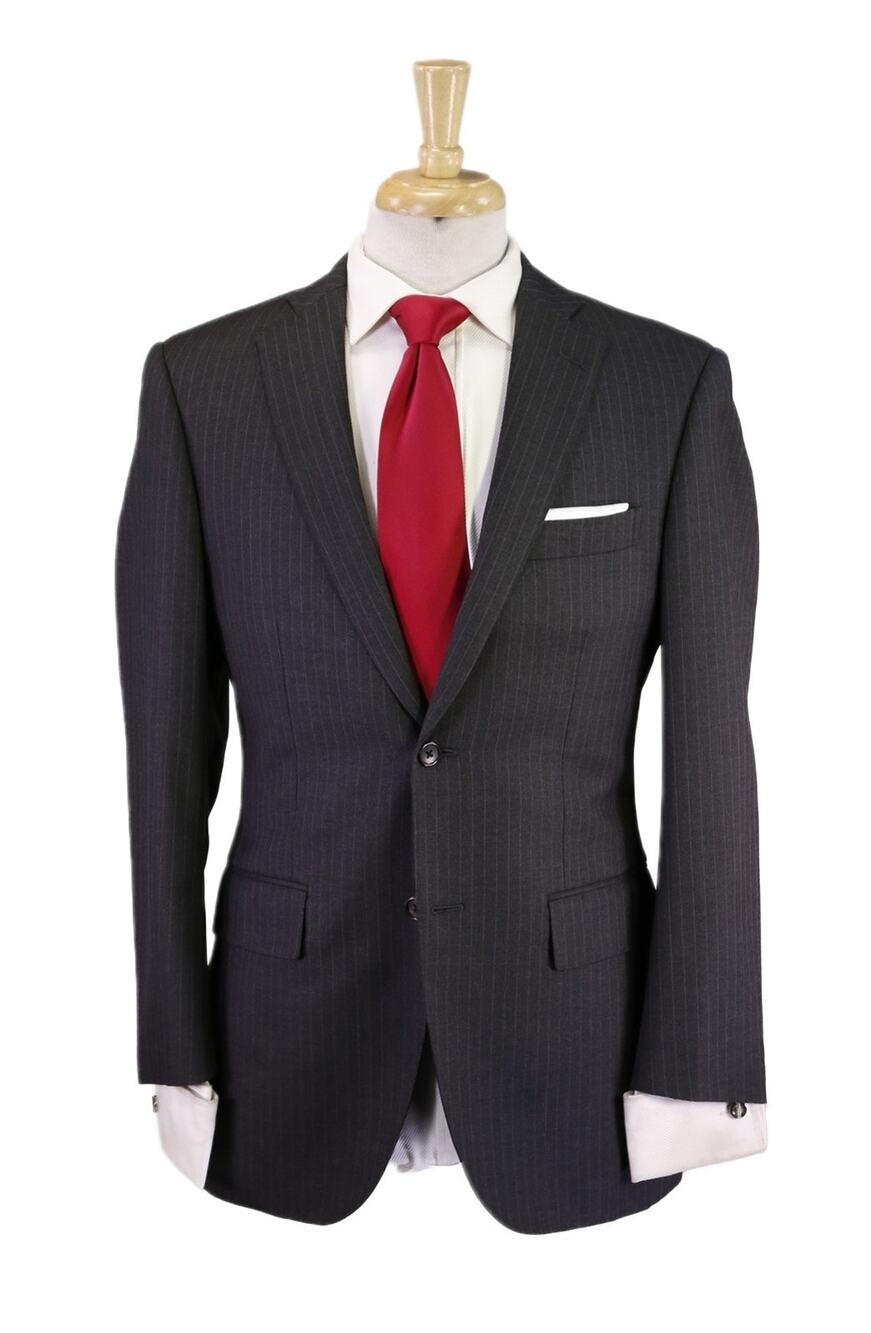 J Press Gray Pinstripe 2-Btn Wool Suit Merino Wool Pressclusive 38S